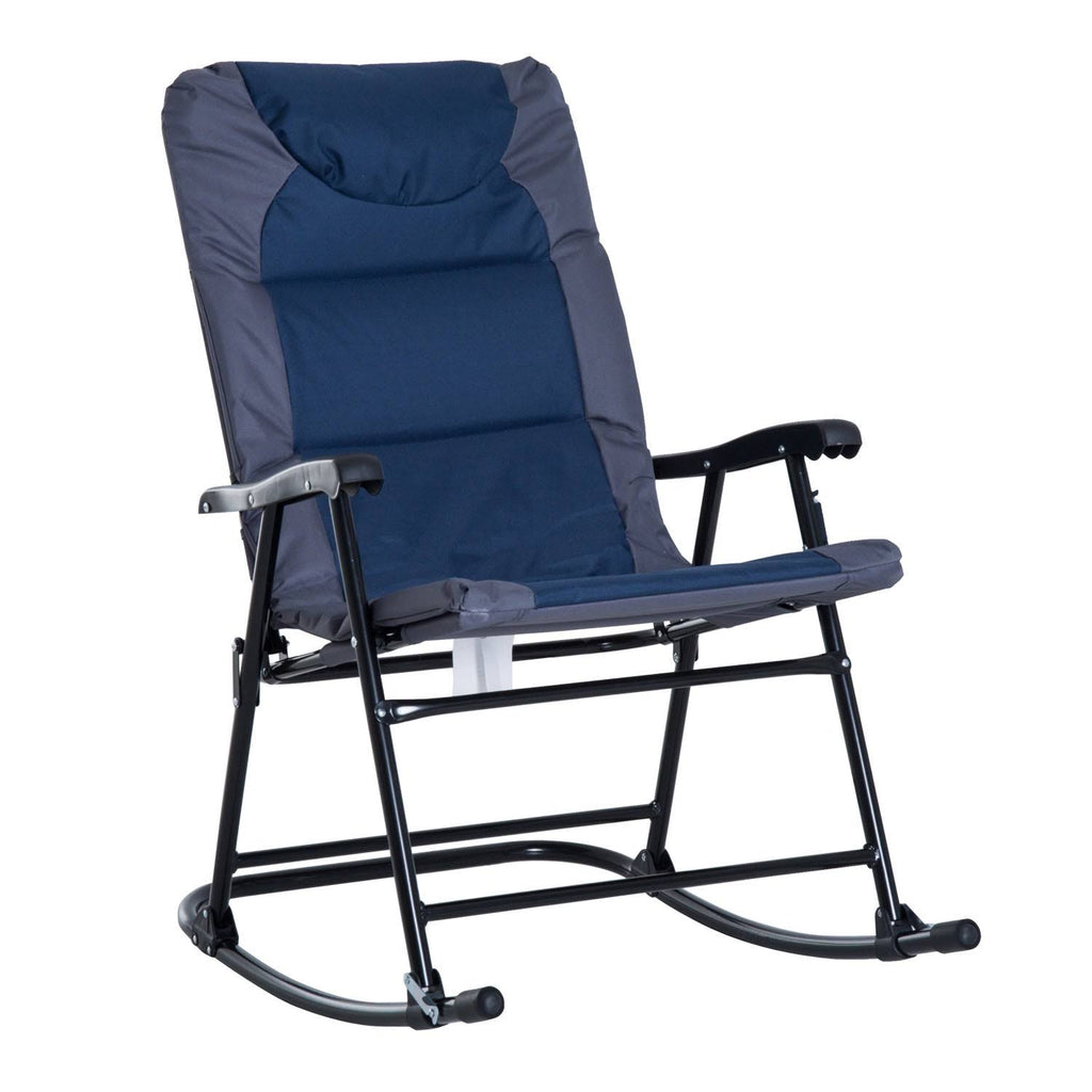 Blue Folding Padded Outdoor Camping Rocking Chair Set X295570