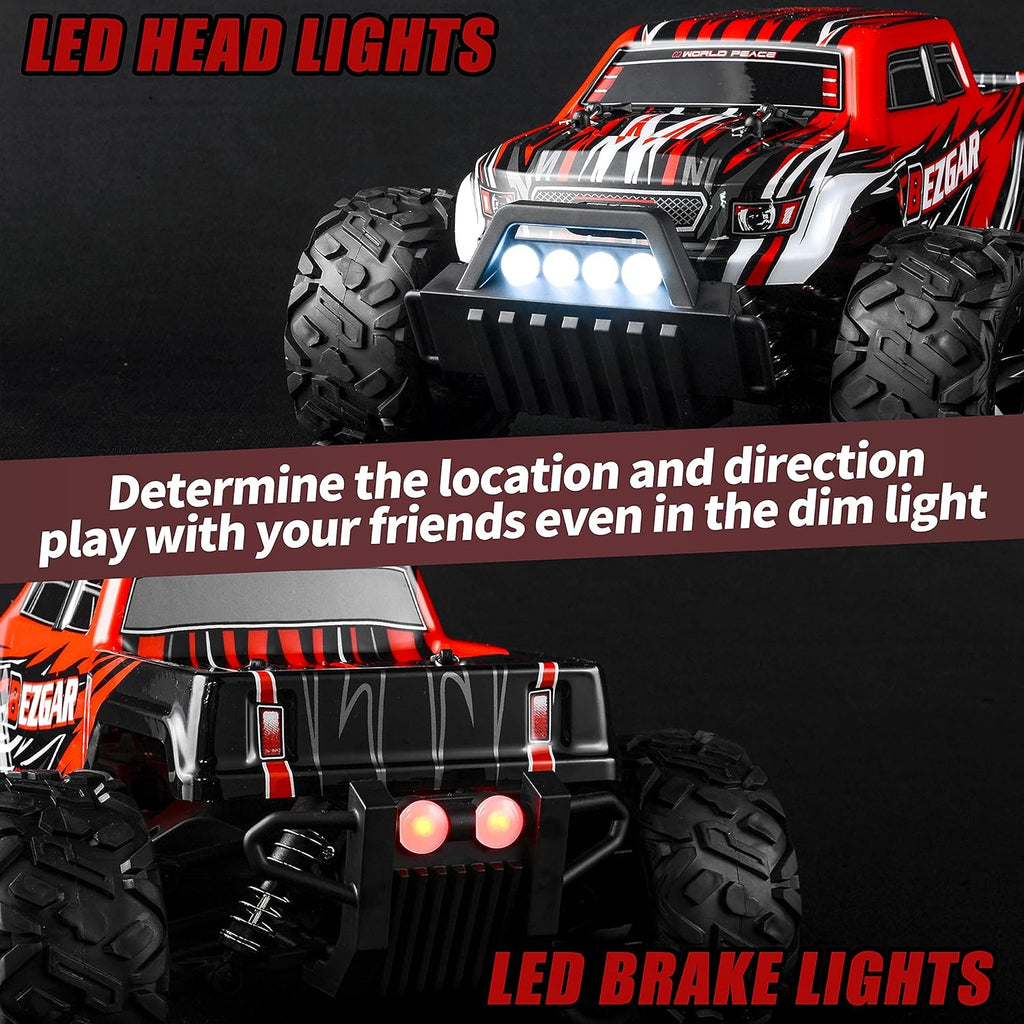 1:14 Scale Remote Control Car, 4WD Electric Toy Off Road RC Monster Truck with Two Rechargeable Batteries J179