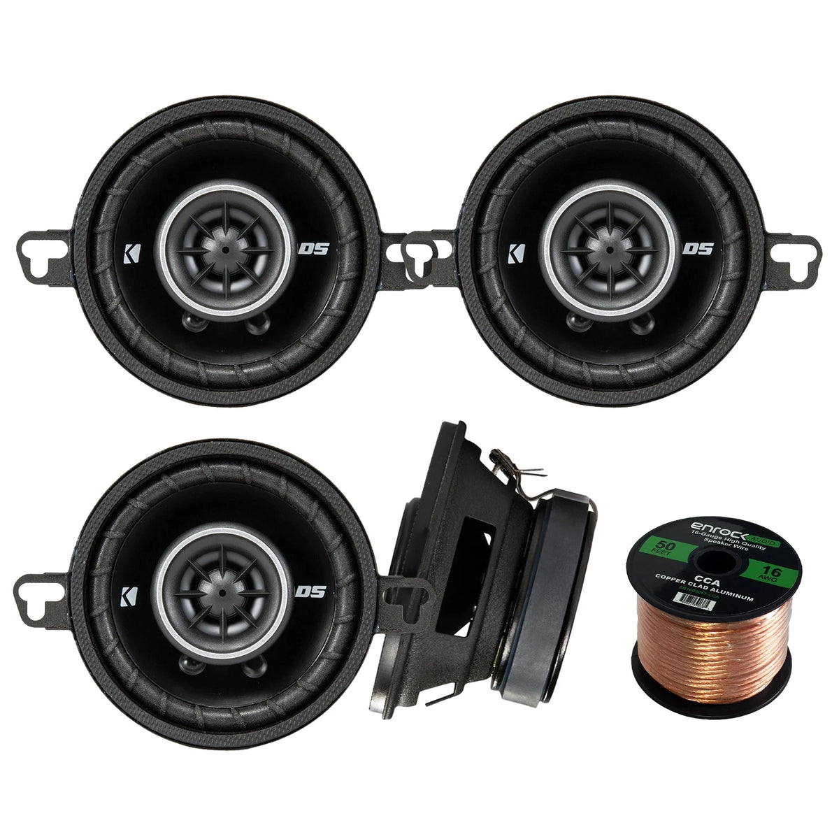 4 x 3-1/2-Inch 30W 2-Way Coax Speakers with 50 Foot Speaker Wire C539