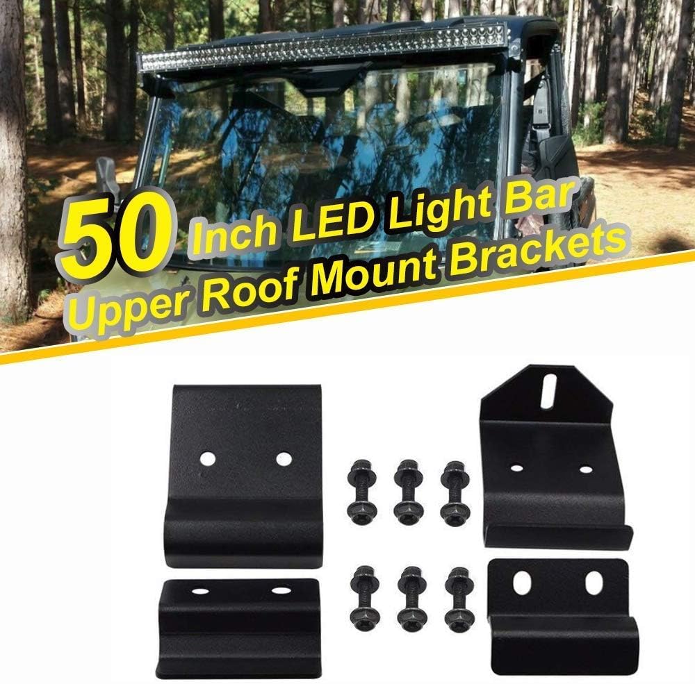 LED Light Bar Mount Windshield Kit 50 288W Curved Front Pillar Side 2x 18W 3 Cube Lights Brackets w/ 2x Wiring Kit Full Size Pro-Fit Cage Upper For 2013-2021 Polaris Ranger XP 1000 900 570 Q3661