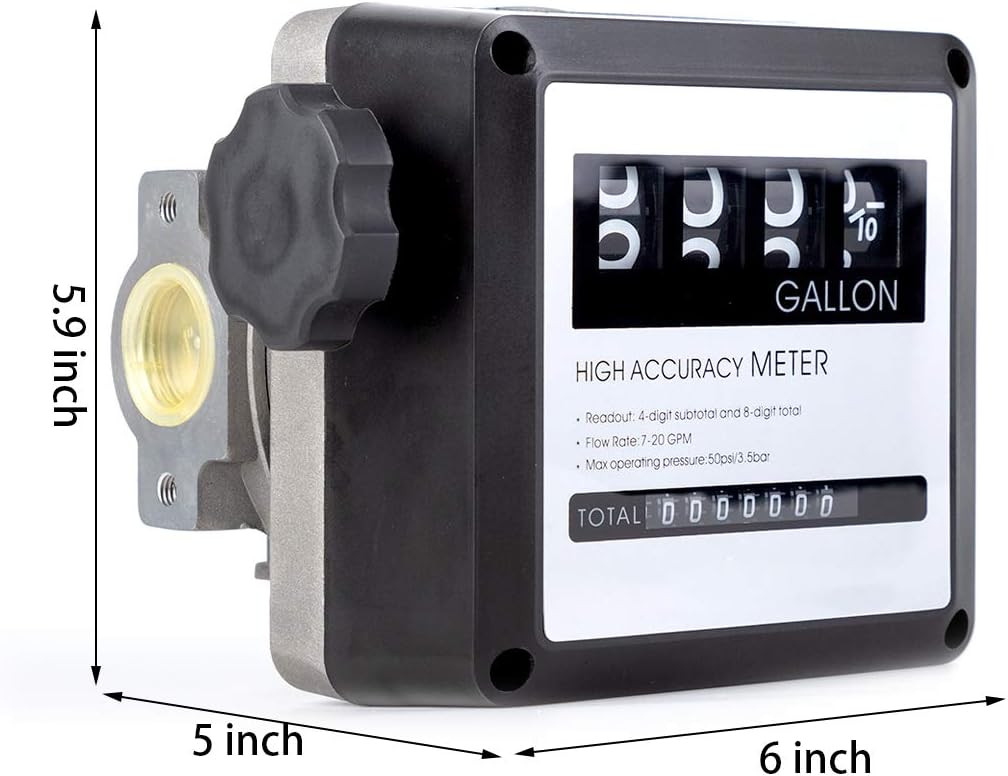 Aluminum Mechanical Fuel Flow Meter 7-20 GPM N923