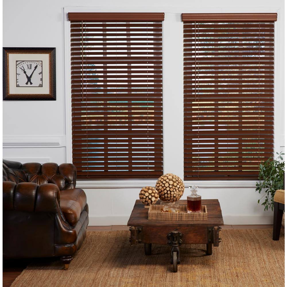 Cut-to-Width Dark Oak 2in. Cordless Faux Wood Blind M371881