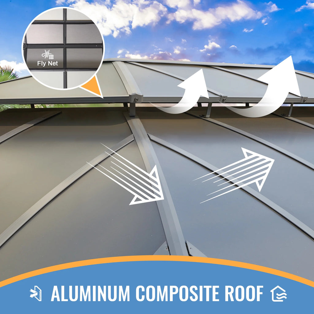 12'x16' Hardtop Aluminum Patio Gazebo with Aluminum Composite Double Roof G521