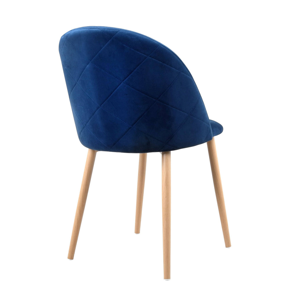 Blue Velvet and Metal Dining Chairs Set of 2 O886