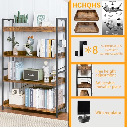 Adjustable 6 Tier Wood and Black Metal Bookcase L523520
