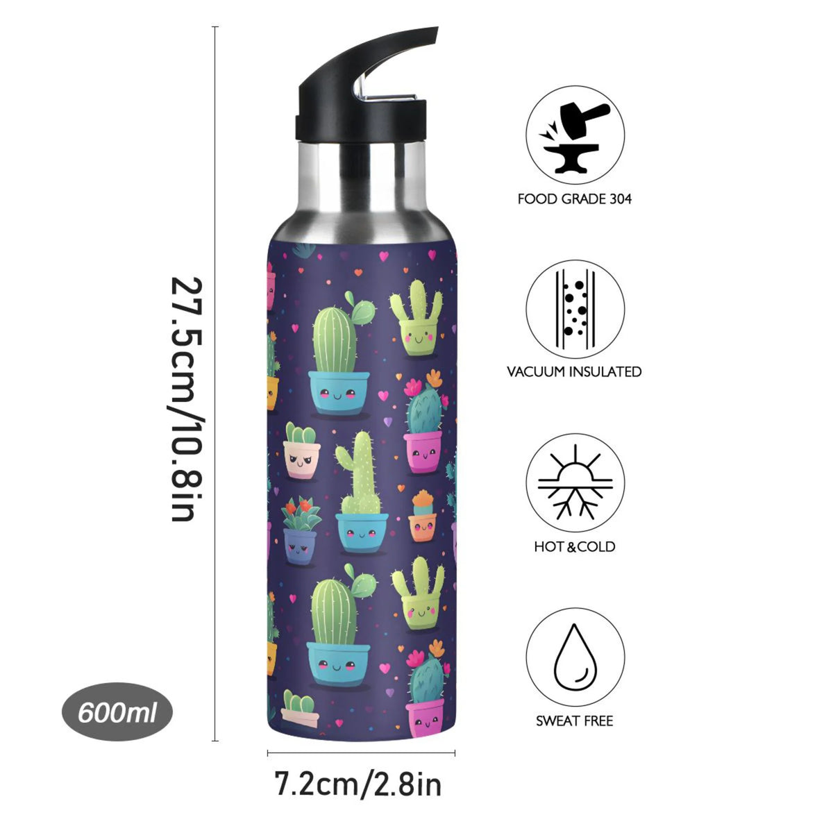 Stainless Steel Insulated Water Bottle with Straw Lid N6219