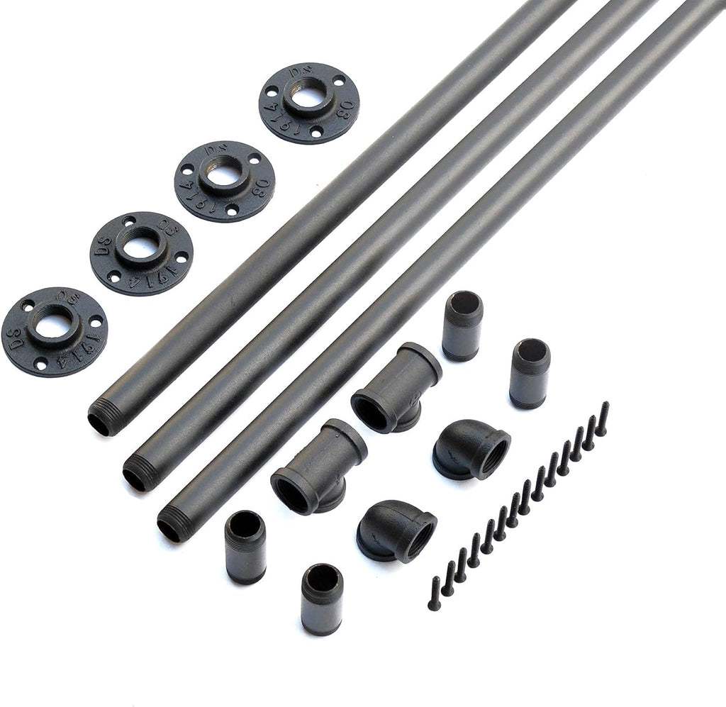 Black Industrial Wall Mount Pipe Handrail L85651