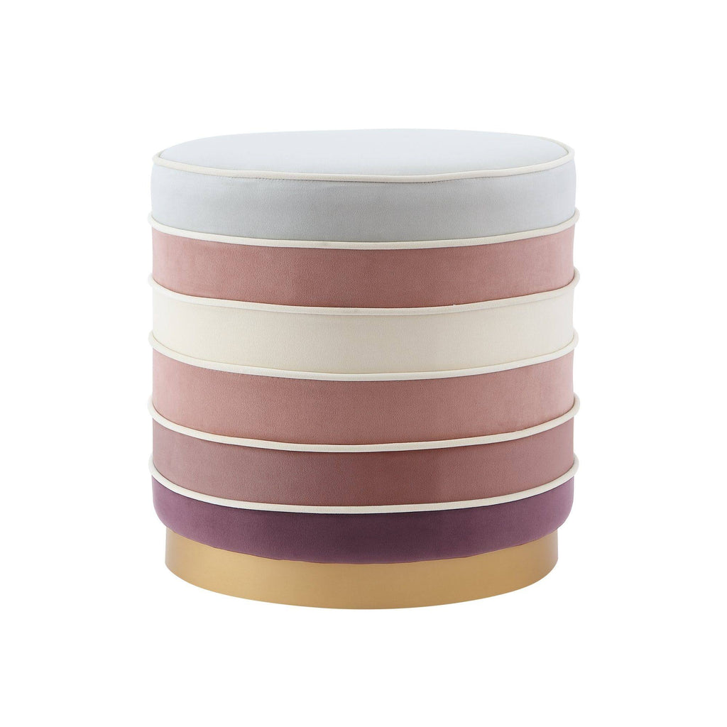 Blush Pink Velvet Ottoman with Metal Base D155815