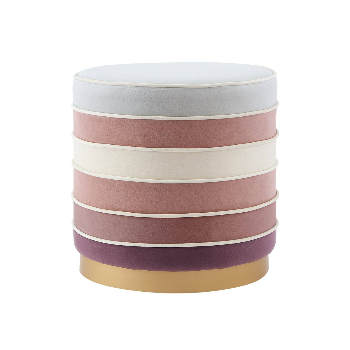 Blush Pink Velvet Ottoman with Metal Base D155815