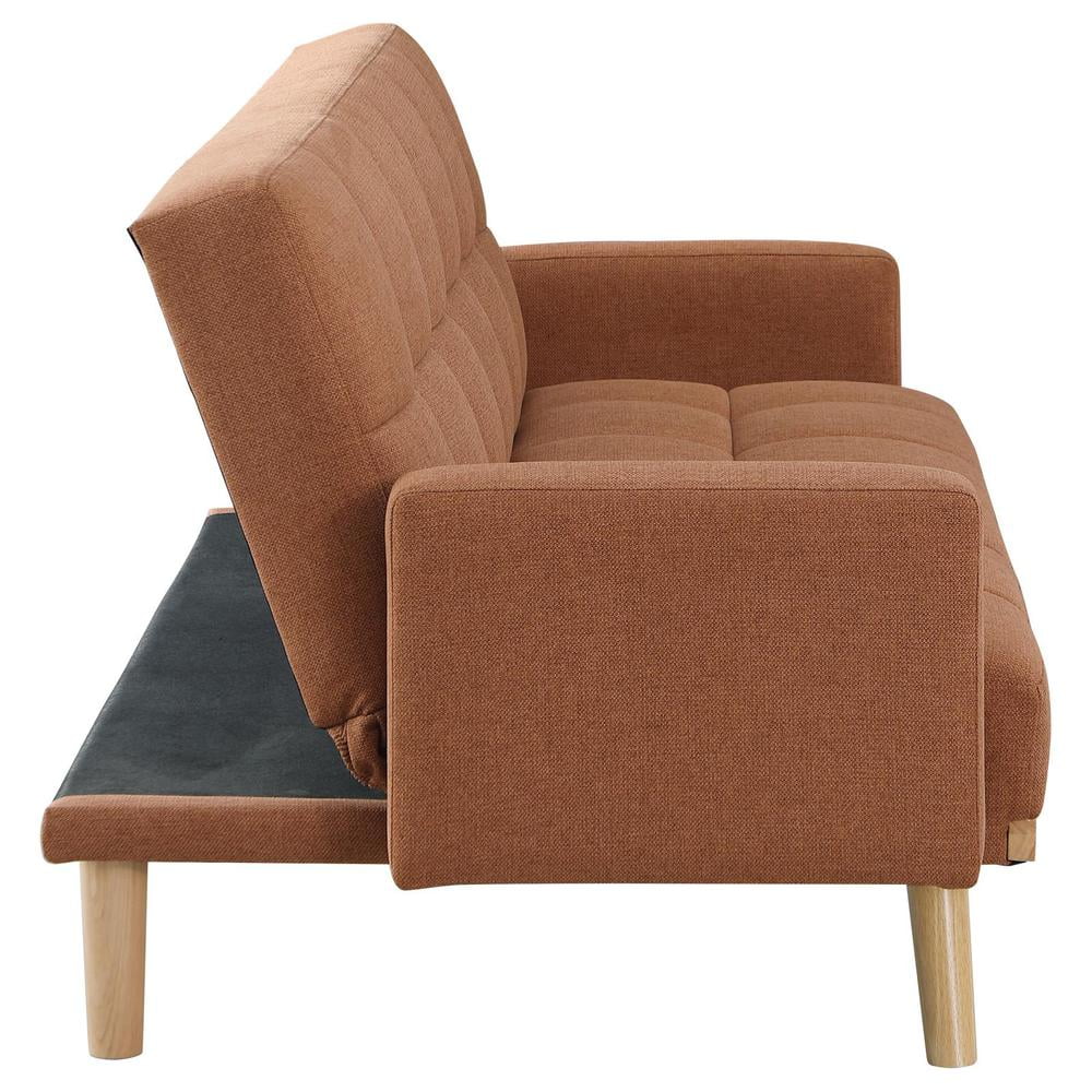 Terracotta Fabric Upholstered Convertible Sofa Bed O228