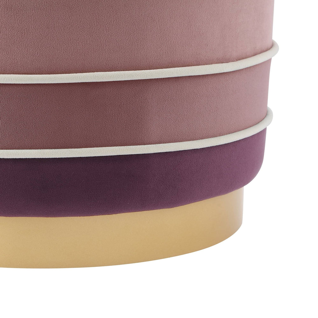 Blush Pink Velvet Ottoman with Metal Base D155815