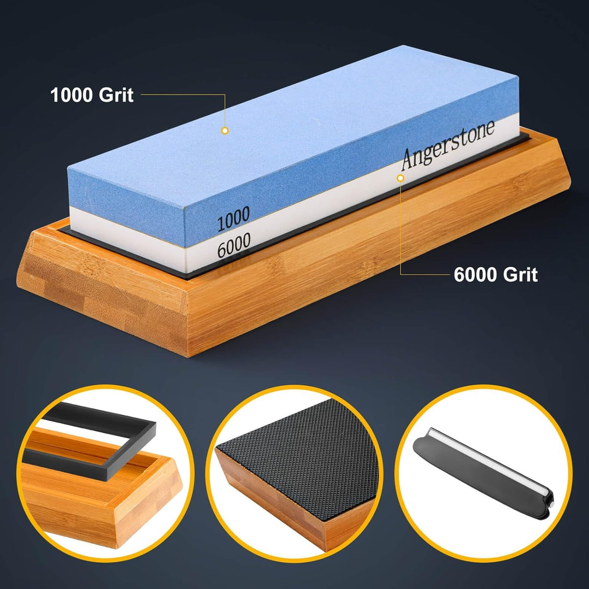 1000/6000 Grit Whetstone with Slip-Resistant Silicone Base D82834