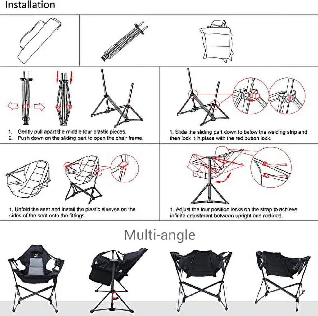 Folding Camping Chair with Cup Holder and Side Pocket, Set of 2 U134689