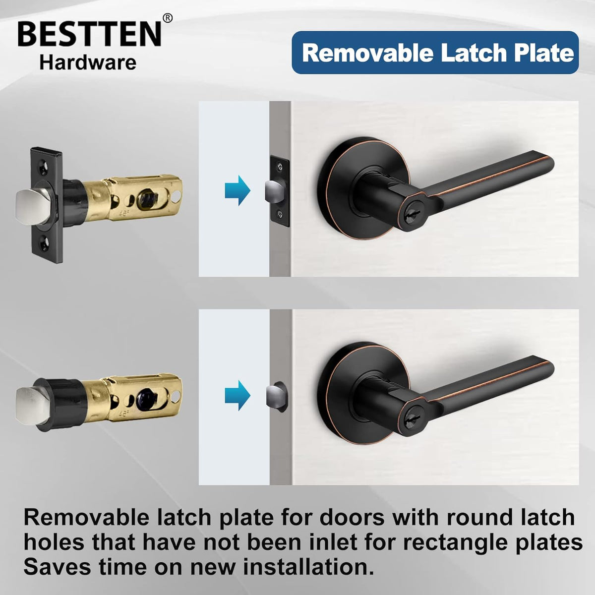 [2 Pack] Oil Rubbed Bronze Keyed Alike Entry Door Lever Set with Lock N255