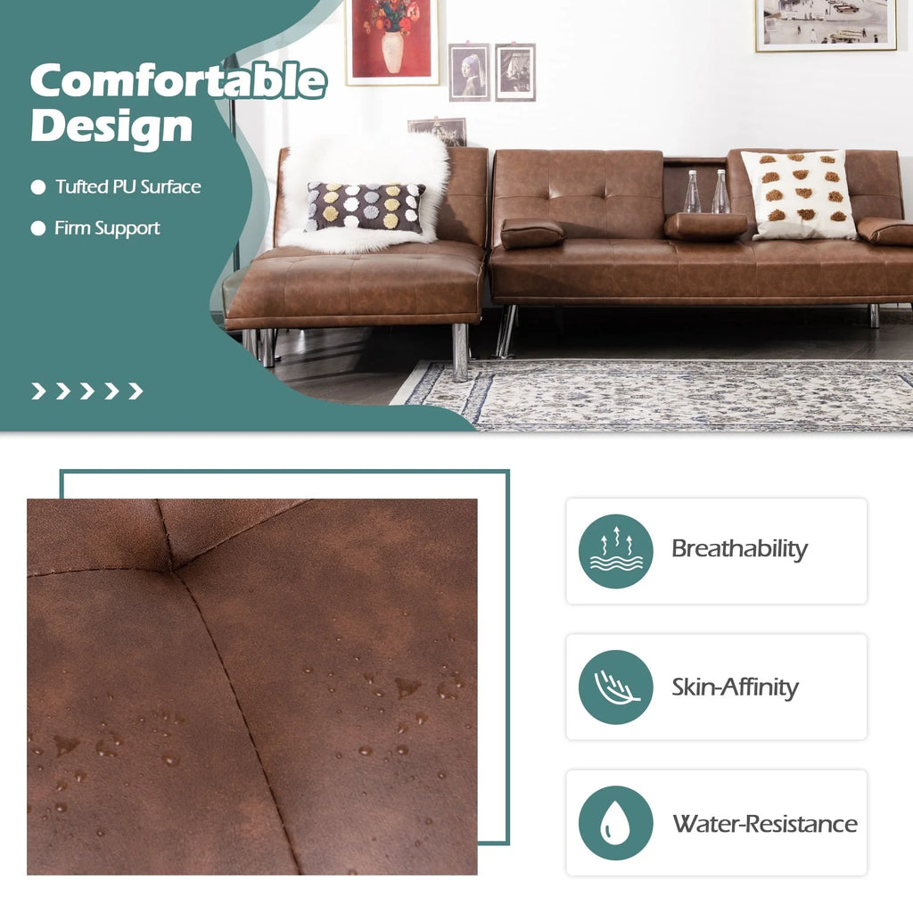 Brown 3-Piece Sectional Sofa Set O1871