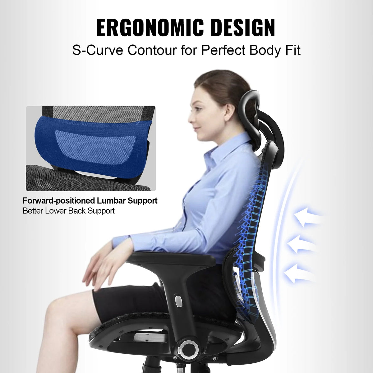 Ergonomic Mesh Office Chair with Lumbar and Head Support S510