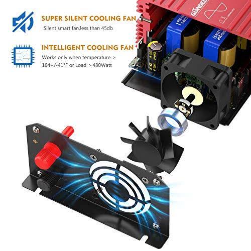 1200W Pure Sine Wave Power Inverter DC 12V to AC 120V with Remote Control USB Port LED Display K5745