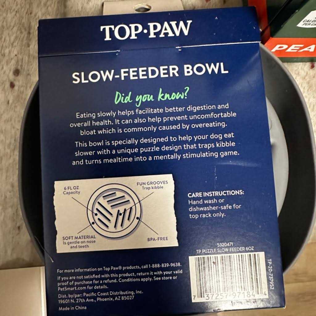 Grey Puzzle Slow-Feeder Dog Bowl W425939