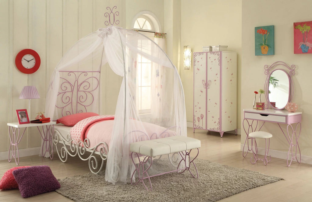 White and Light Purple Metal Tube Armoire H559640