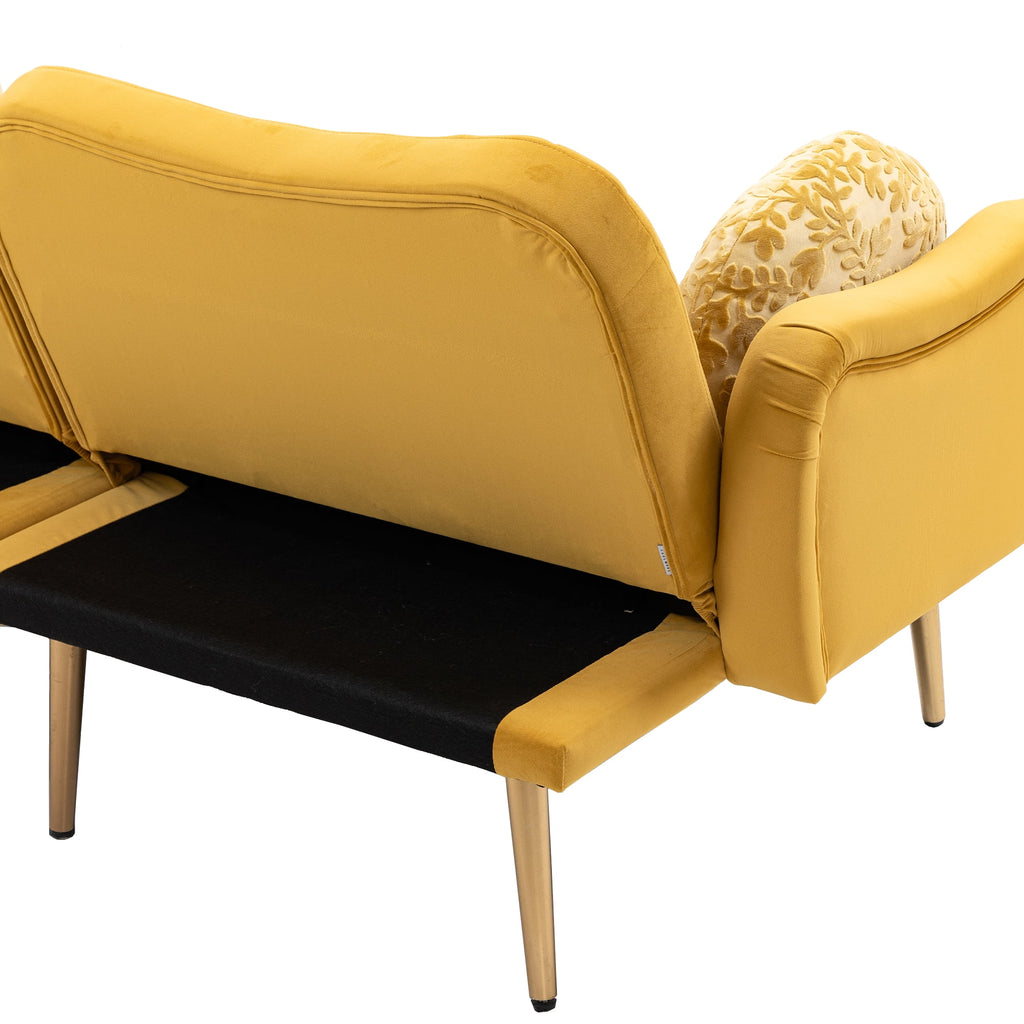 Velvet Loveseat Sofa with 2 Bolster Pillows D439