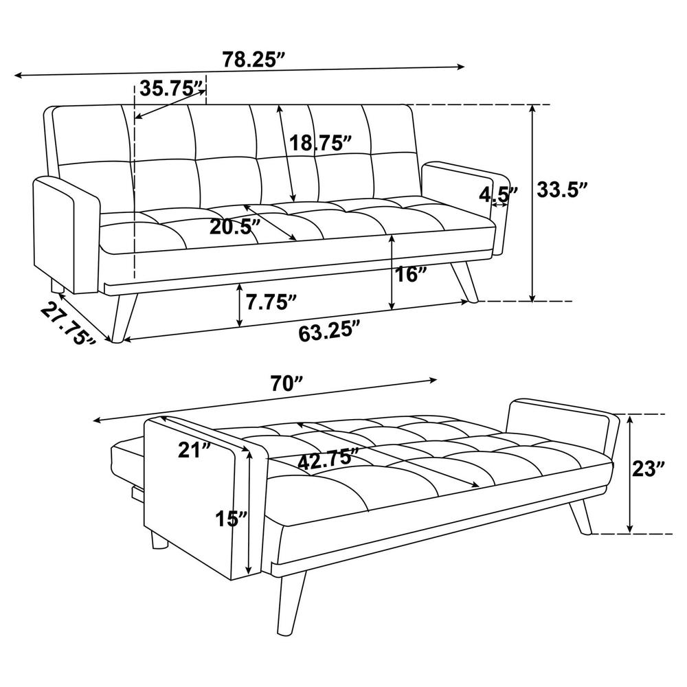 Terracotta Fabric Upholstered Convertible Sofa Bed O228
