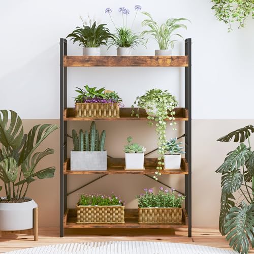 Adjustable 6 Tier Wood and Black Metal Bookcase L523520