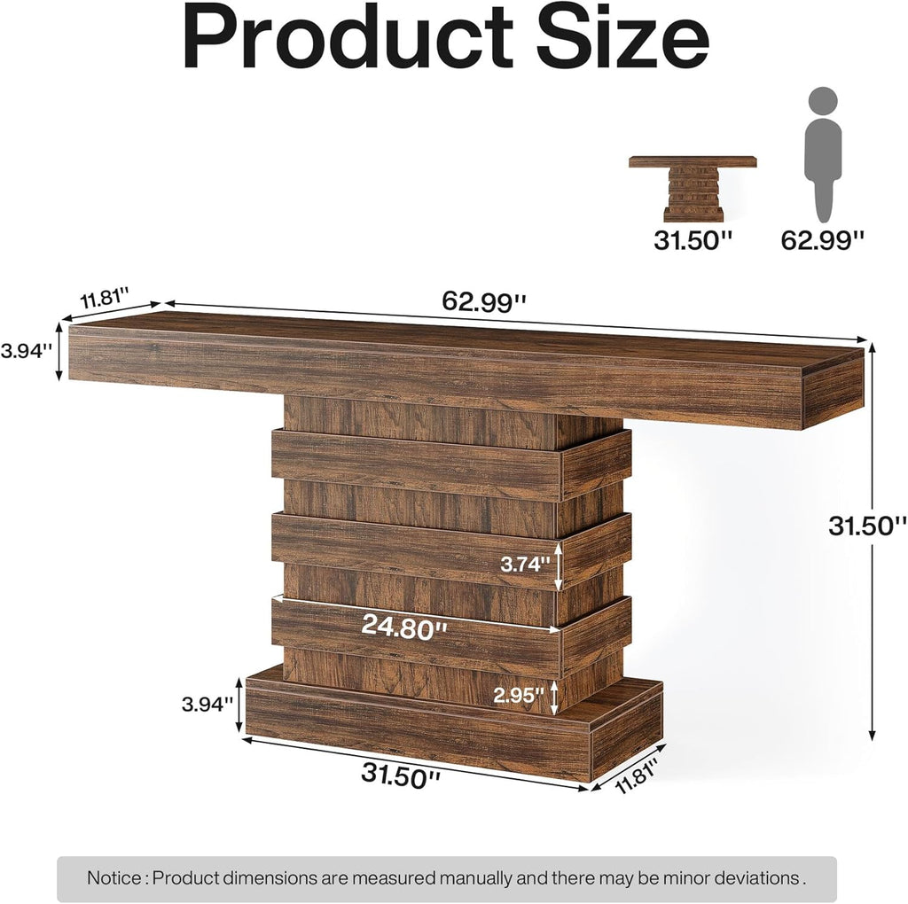 Rustic Brown 63-Inch Long Wooden Console Table V969
