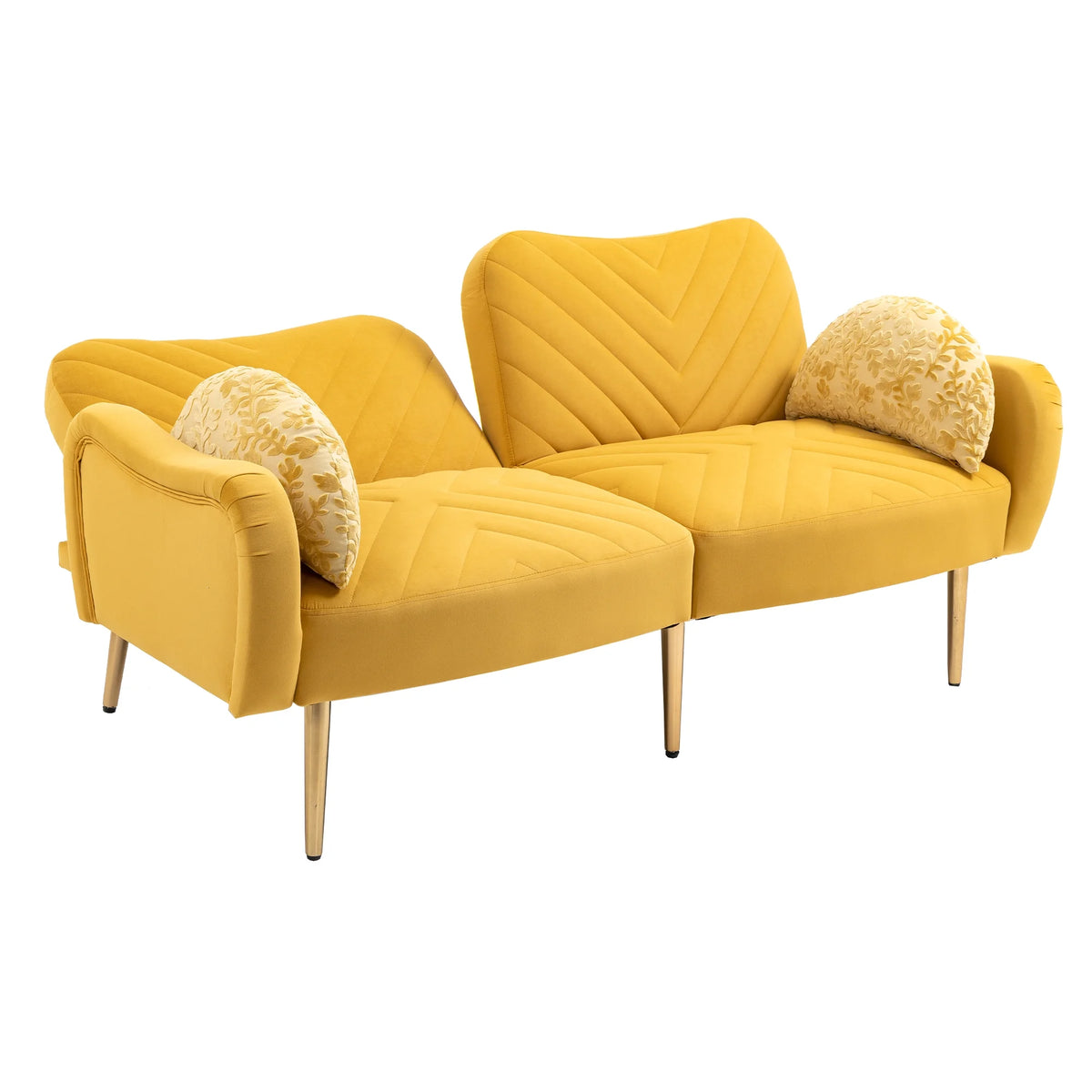 Velvet Loveseat Sofa with 2 Bolster Pillows D439