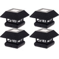 4 Pack Black Solar Powered LED Post Cap Light B4812