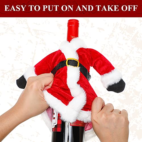 2 Sets Christmas Wine Bottle Covers and Mini Santa Hats G538