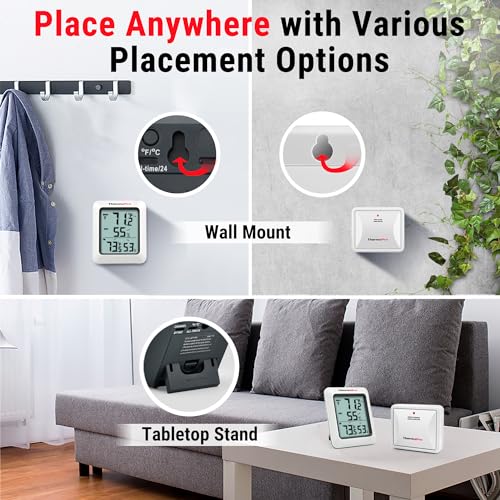 Digital Hygrometer Indoor Outdoor Thermometer Wireless Temperature and Humidity Gauge Monitor with 500ft Range T369