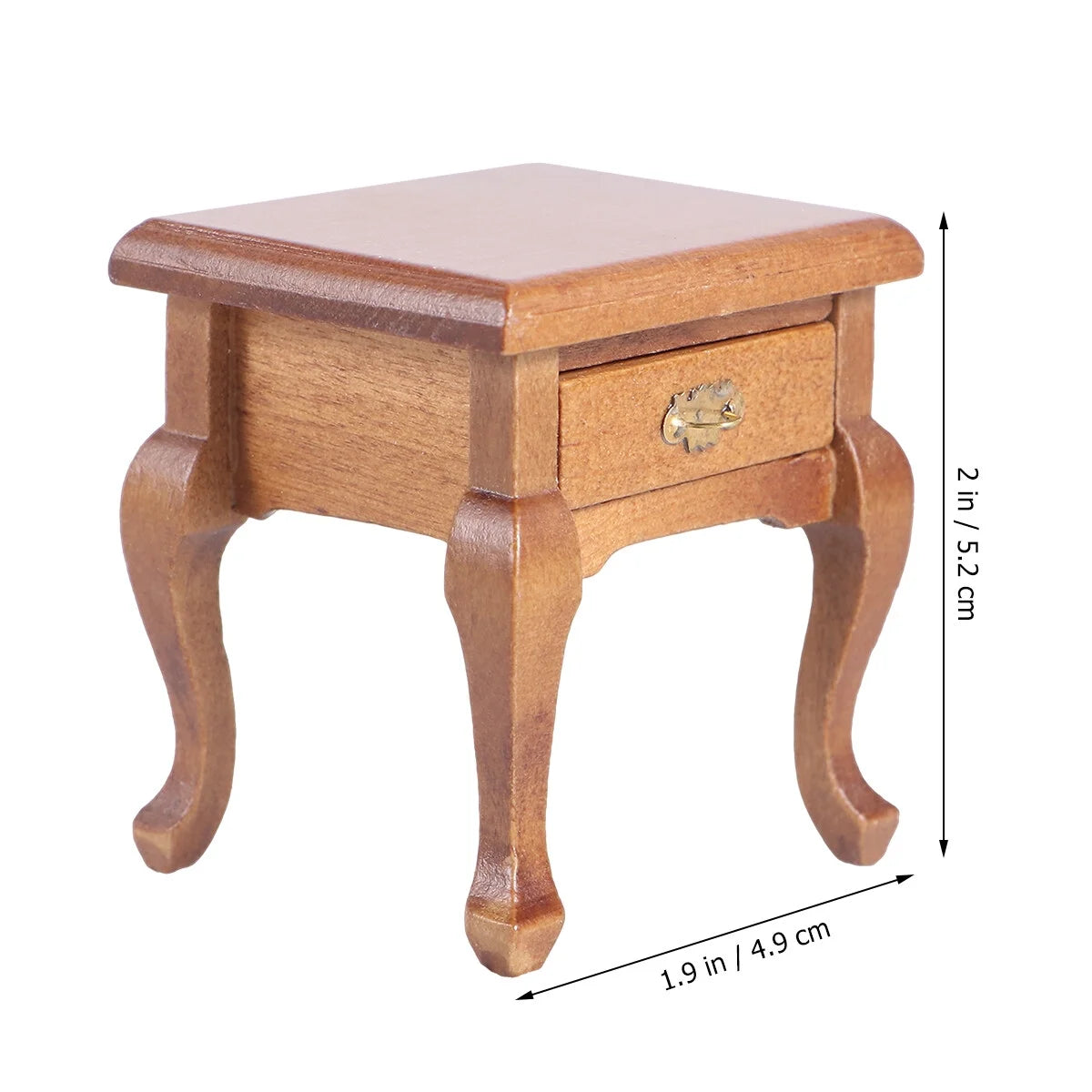 1:12 Walnut Color Wooden Bedside Table Miniature Furniture F2612