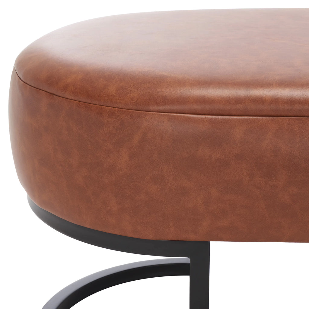 Cognac Leather Oval Bench S480