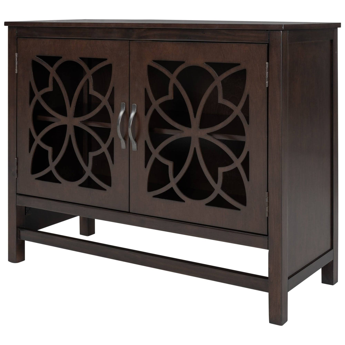 Brown Navy Blue Wood Accent Sideboard Storage Cabinet with Doors J428