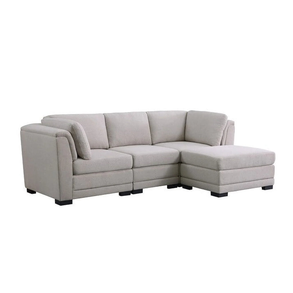 Light Gray Linen Reversible Sectional Sofa with Ottoman L7904