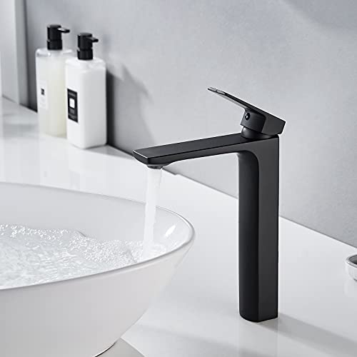 Matte Black Tall Single Handle Vessel Sink Faucet V550