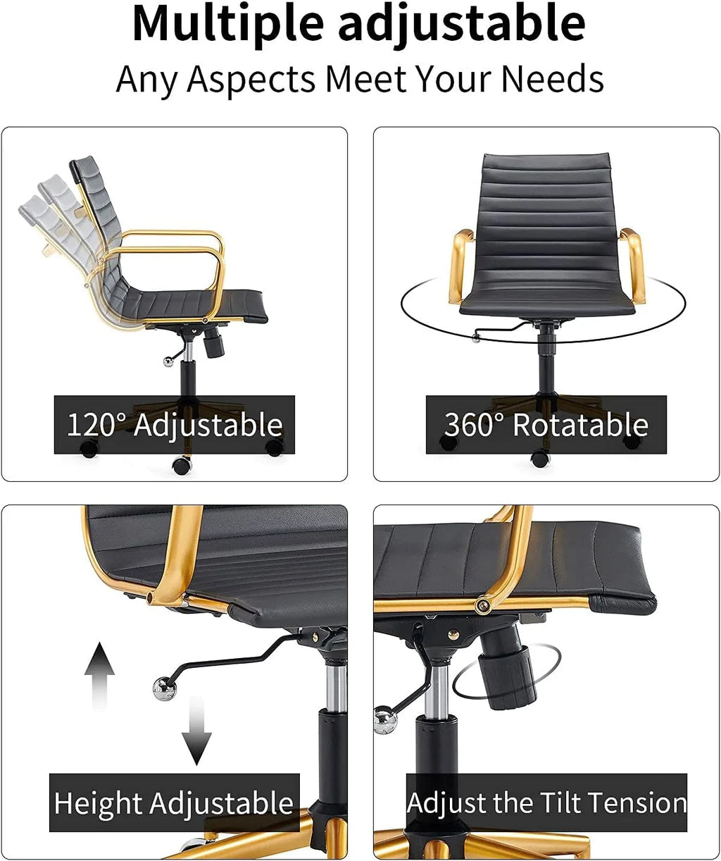 Black Ergo Office Chair with Back Support and Caster Wheels 320Lbs U1361