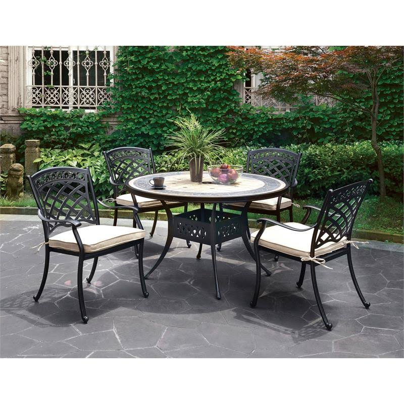 Black Aluminum Patio Dining Arm Chair Set of 2 L8376