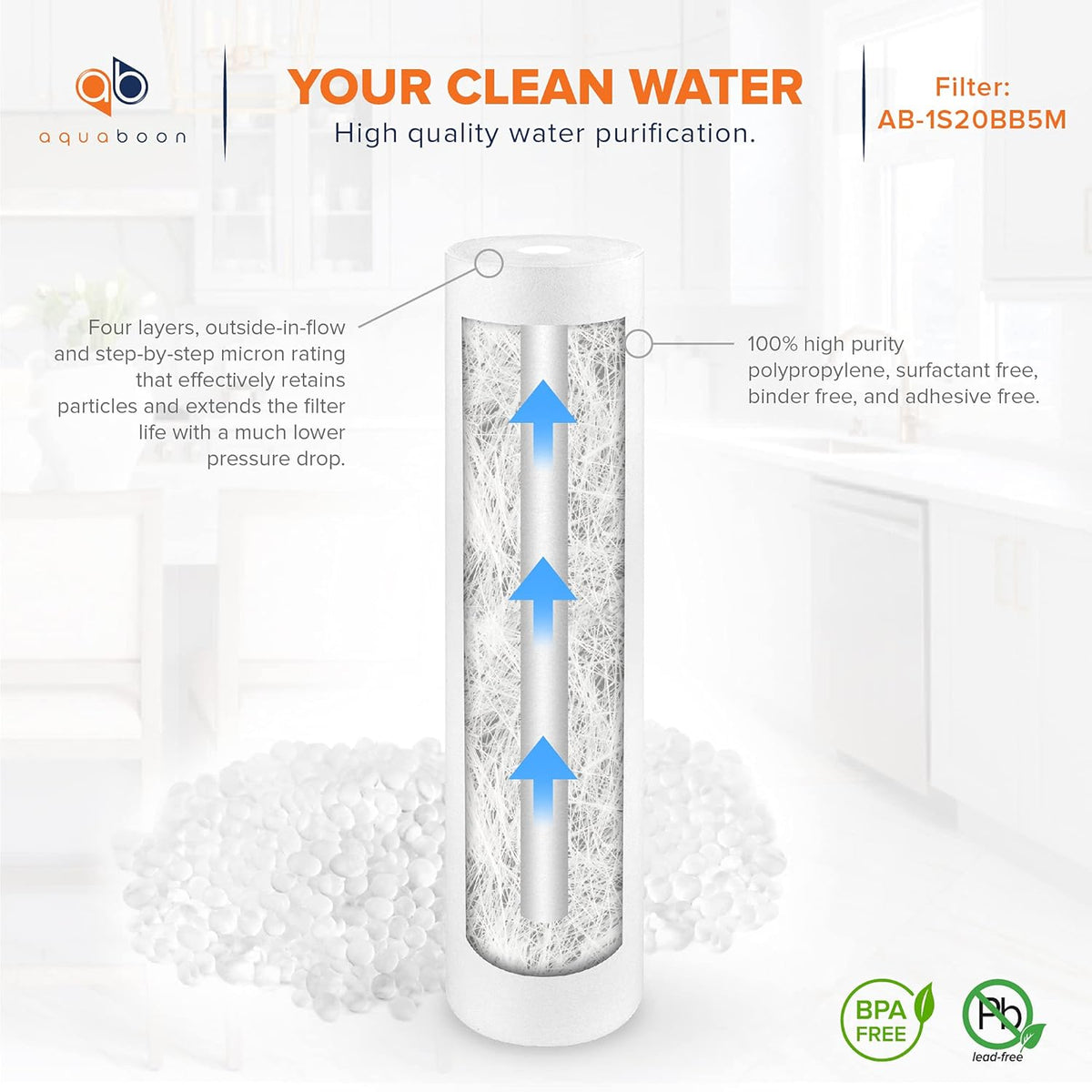 20 x 4.5 Whole House Water Filter System with Bracket and 5 Micron Sediment Filter Cartridge D363347