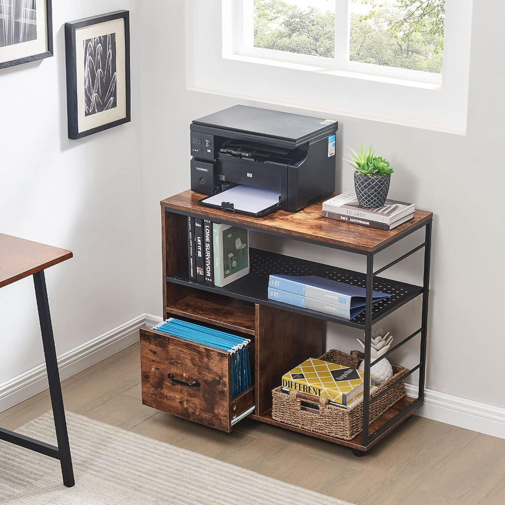 Industrial File Cabinet with Drawer and Open Storage Shelves K637