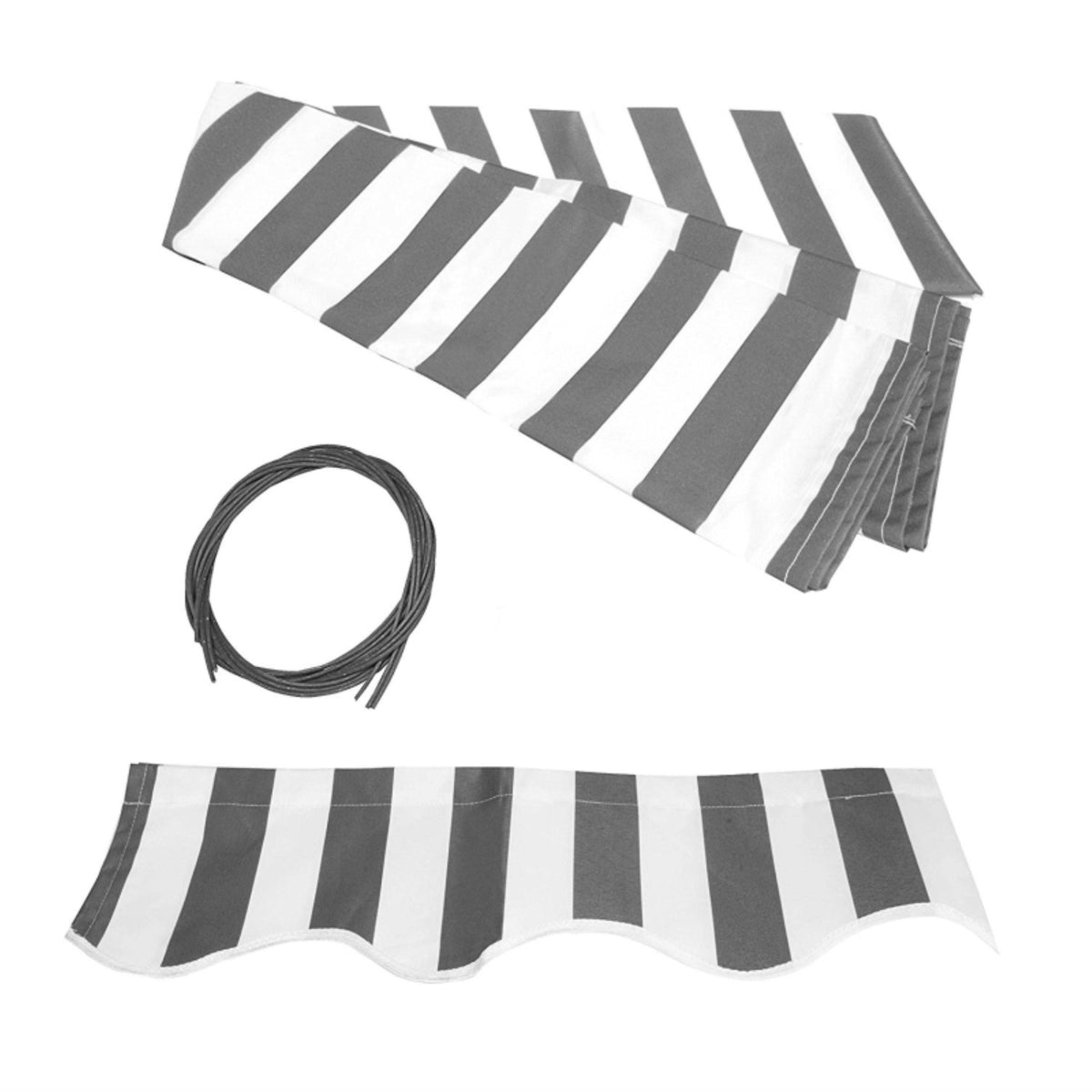 Motorized 10 x 8 ft. Retractable Awning Grey & White Stripes W626