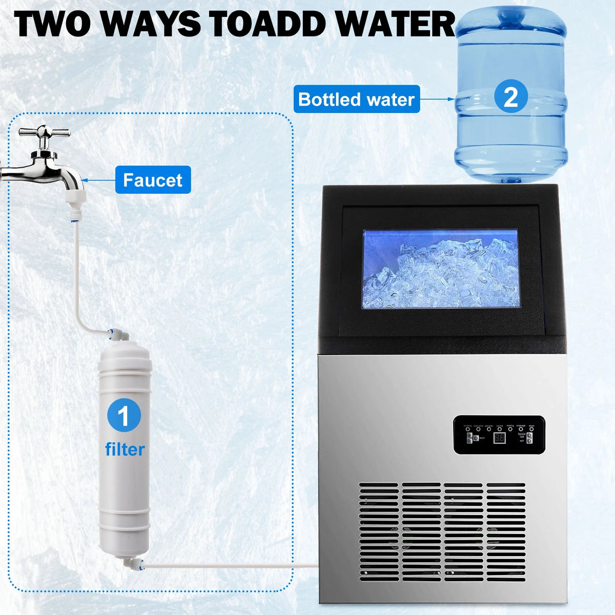 Commercial Ice Maker Machine 150LBS/24H Stainless Steel Freestanding Ice Cube Maker Q75283