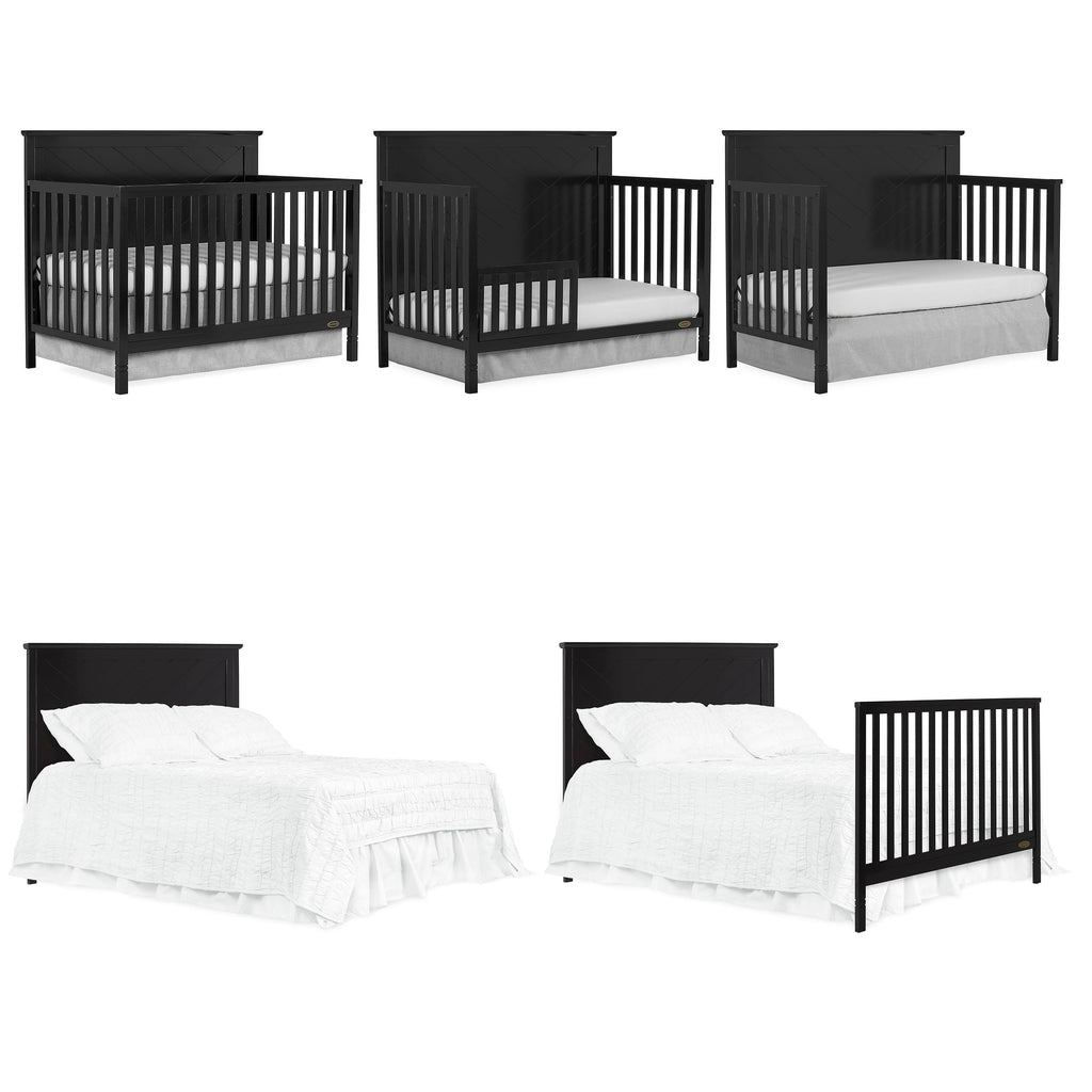 5 in 1 Convertible Crib Black K448