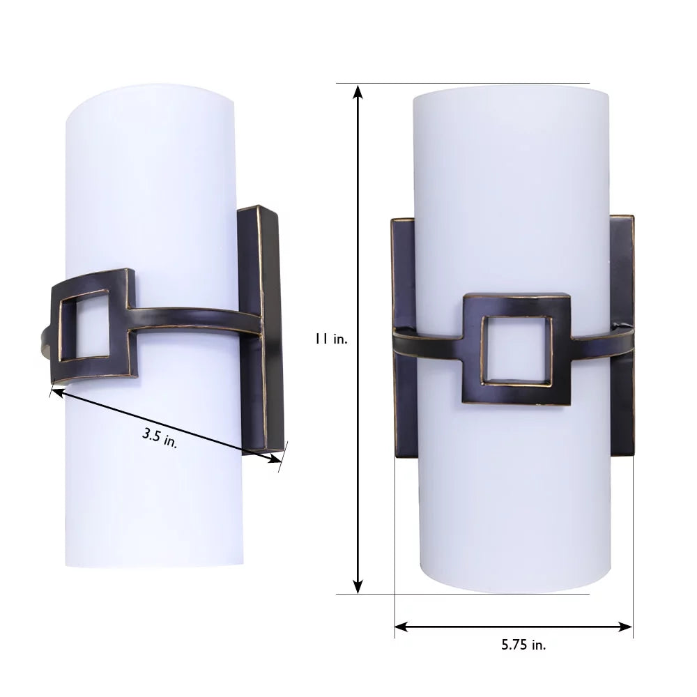 1-Light Oil Rubbed Bronze Wall Light with Frosted Glass O50800