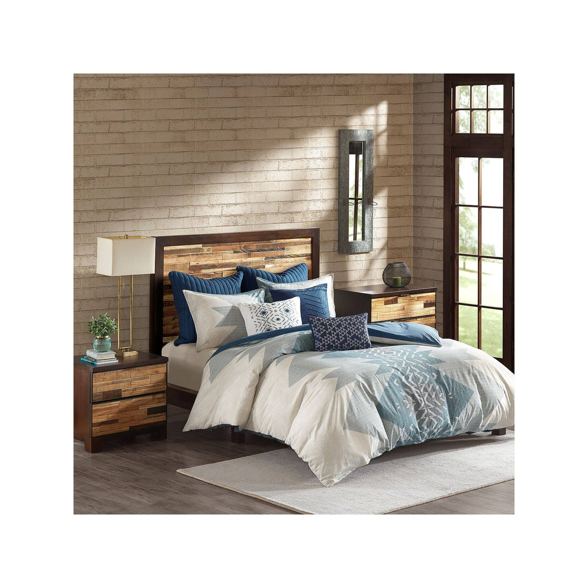 3 Piece Duvet Cover Mini Set Blue Full/Queen L55682