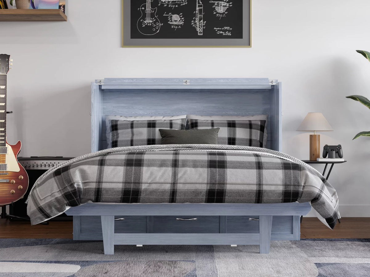 Solid Wood Murphy Bed Chest with Mattress R29068