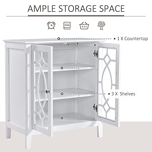White Glass Door Sideboard Buffet Cabinet with Adjustable Shelves Q81838
