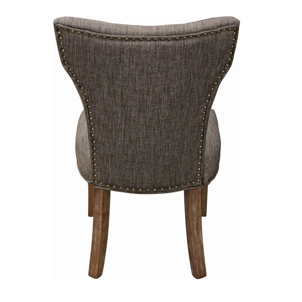 22" Mid-Century Linen Fabric Solid Wood Side Chair in Dark Gray Set of 2 B272