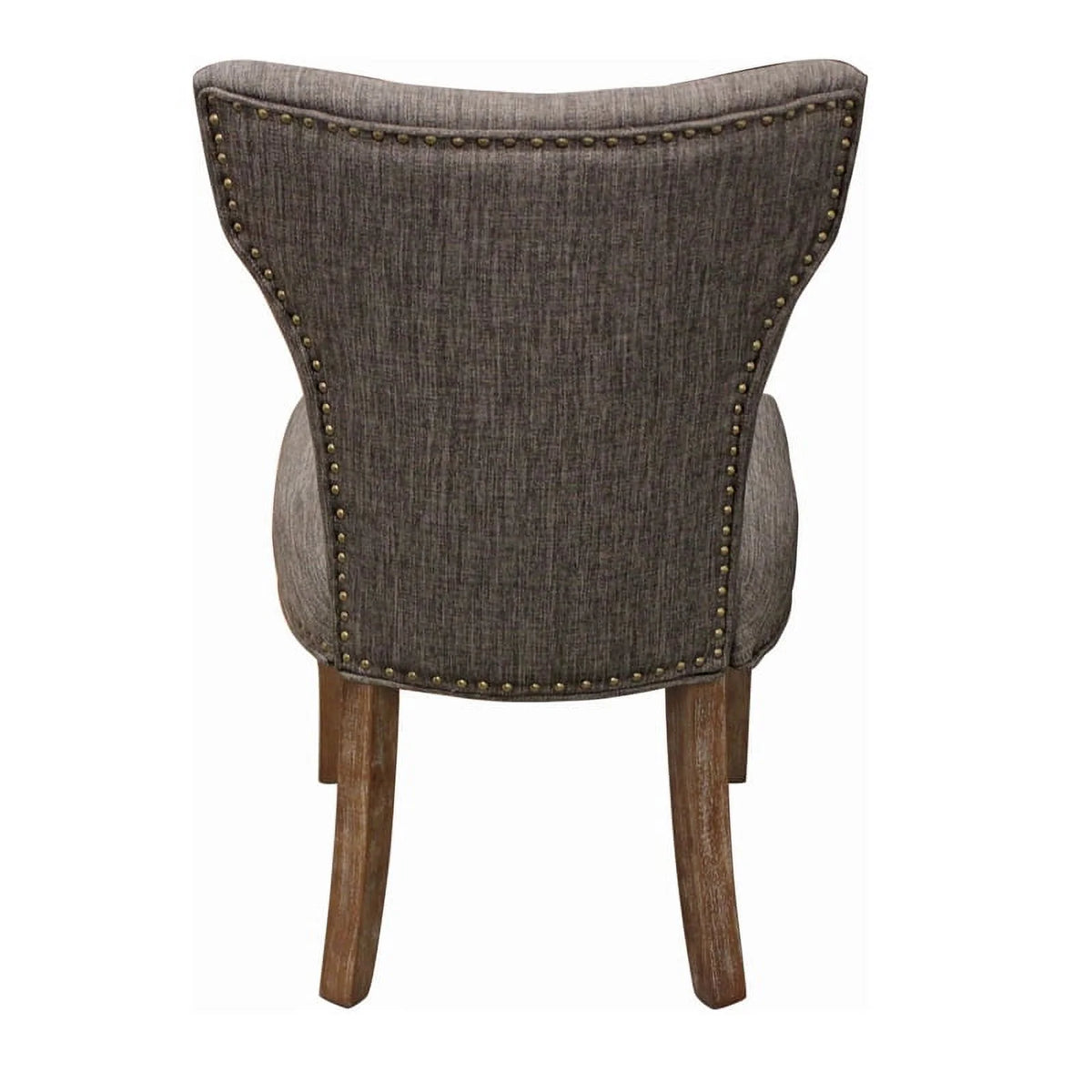 22" Mid-Century Linen Fabric Solid Wood Side Chair in Dark Gray Set of 2 B272