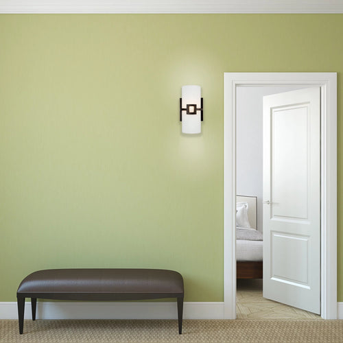 1-Light Oil Rubbed Bronze Wall Light with Frosted Glass O50800